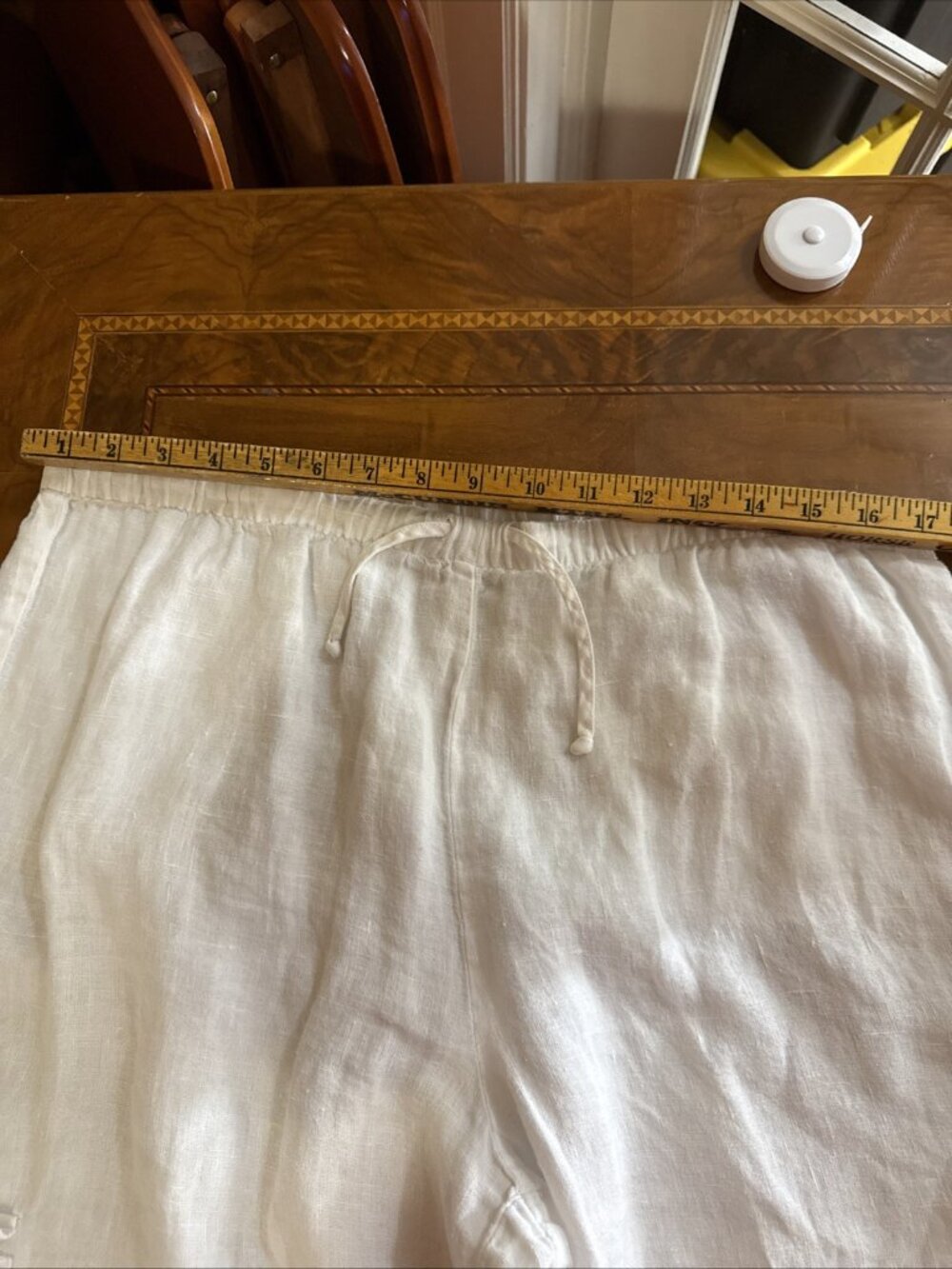 Chicos Women 100% Linen Wide Leg Cropped Pants RELAXED FIT Sz 3 XL Cargo Pull On - Picture 7 of 10